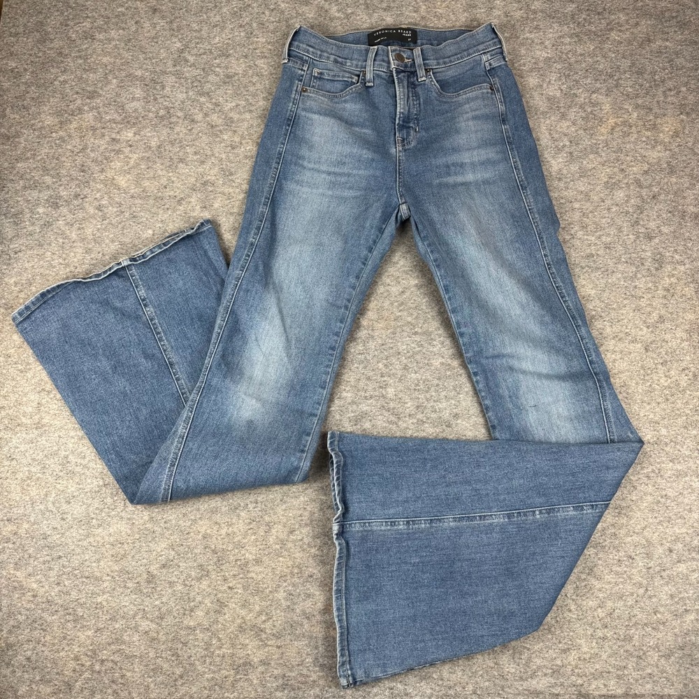Veronica Beard Sheridan Exaggerated Flare Jeans 35" High Rise Blue Womens 27 *